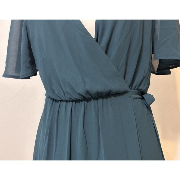 Show Me Your Mumu Women’Size M Sophia Wrap Green Maxi Dress Flutter Sleeve - Picture 3 of 15